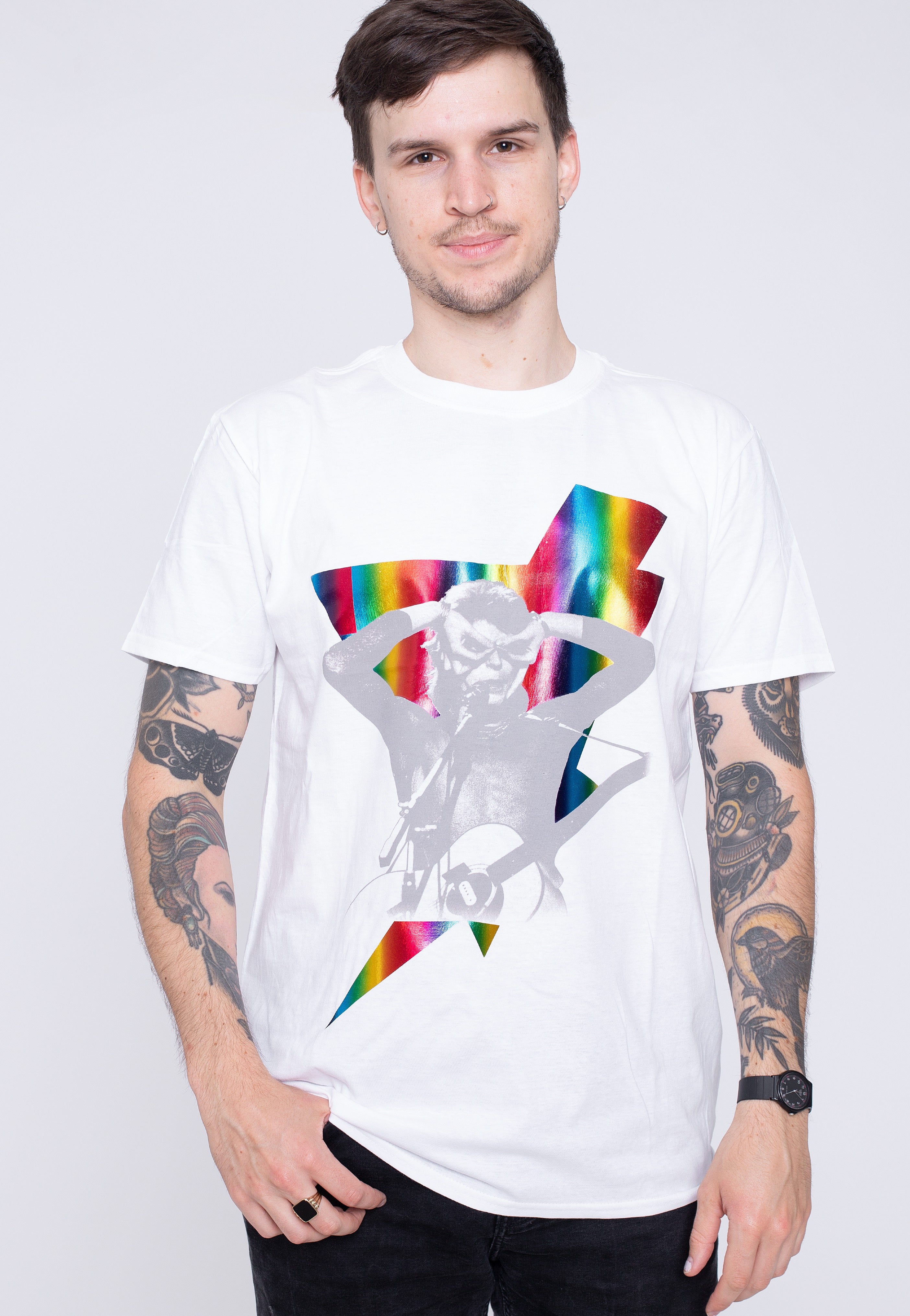 David Bowie - Holographic Bolt White - T-Shirt | Men-Image