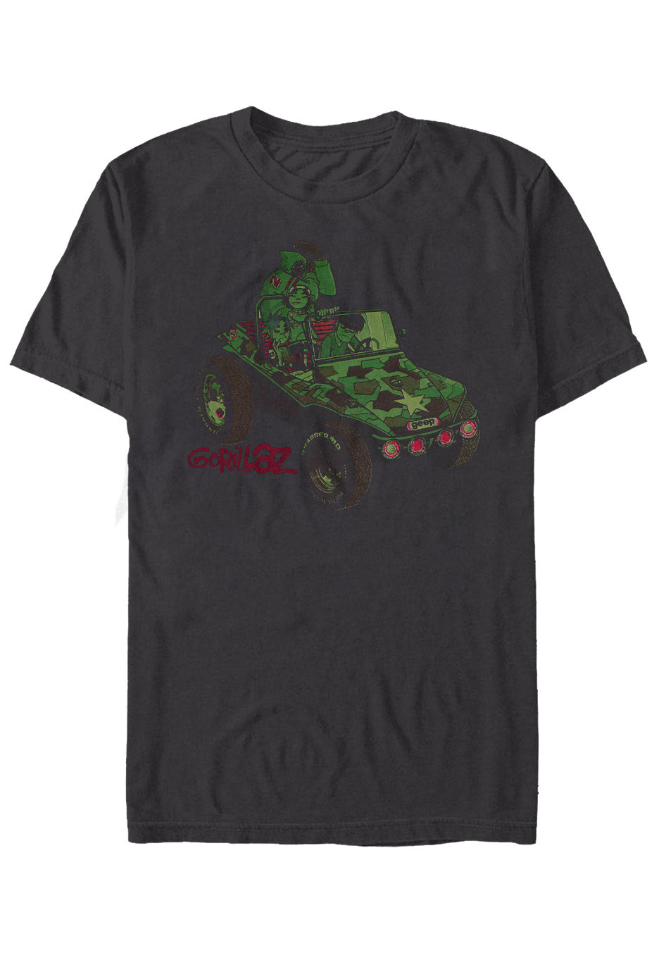 Gorillaz - Jeep Charcoal - T-Shirt | Neutral-Image