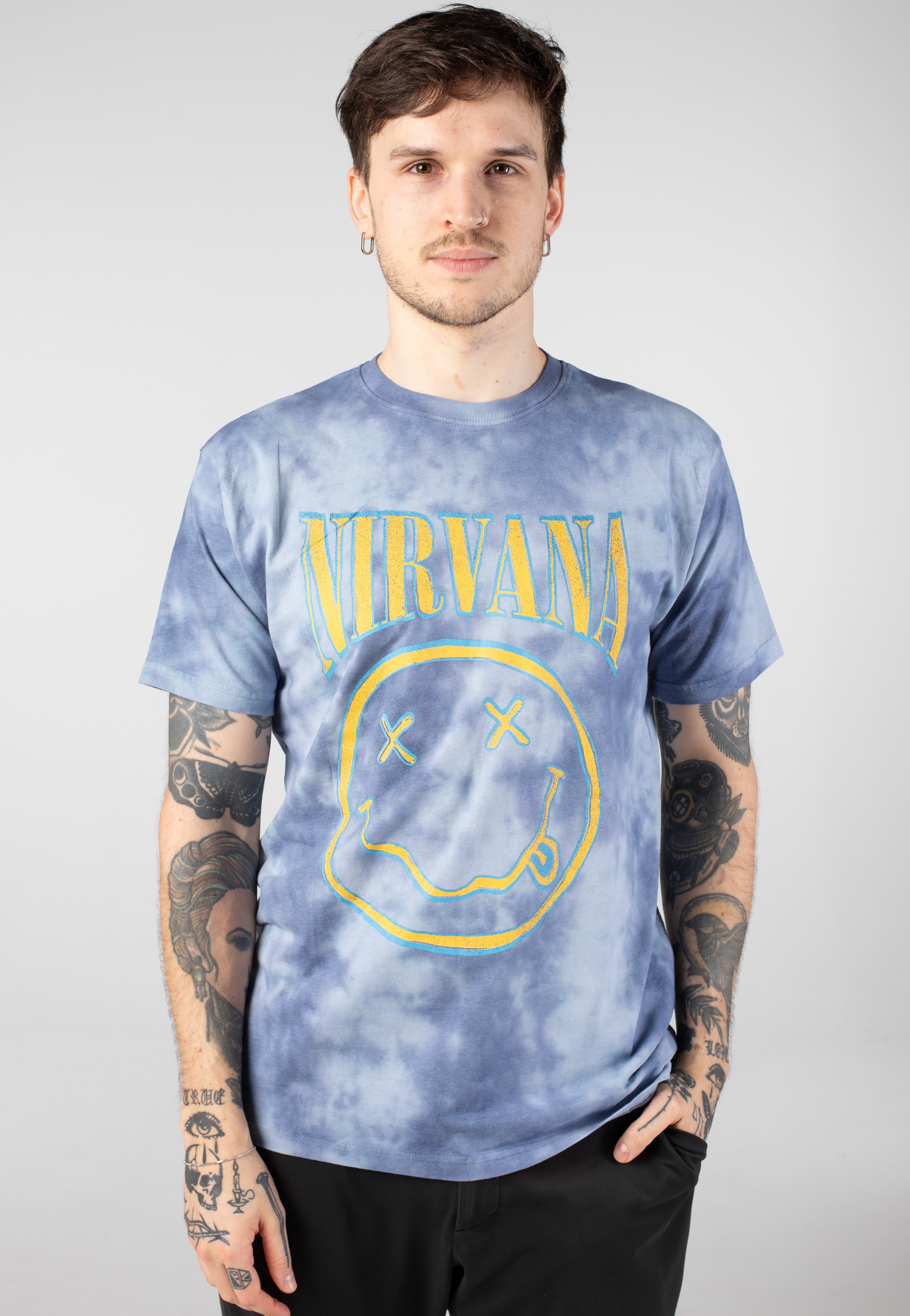 Nirvana - Happy Face Blue Stroke - T-Shirt | Men-Image